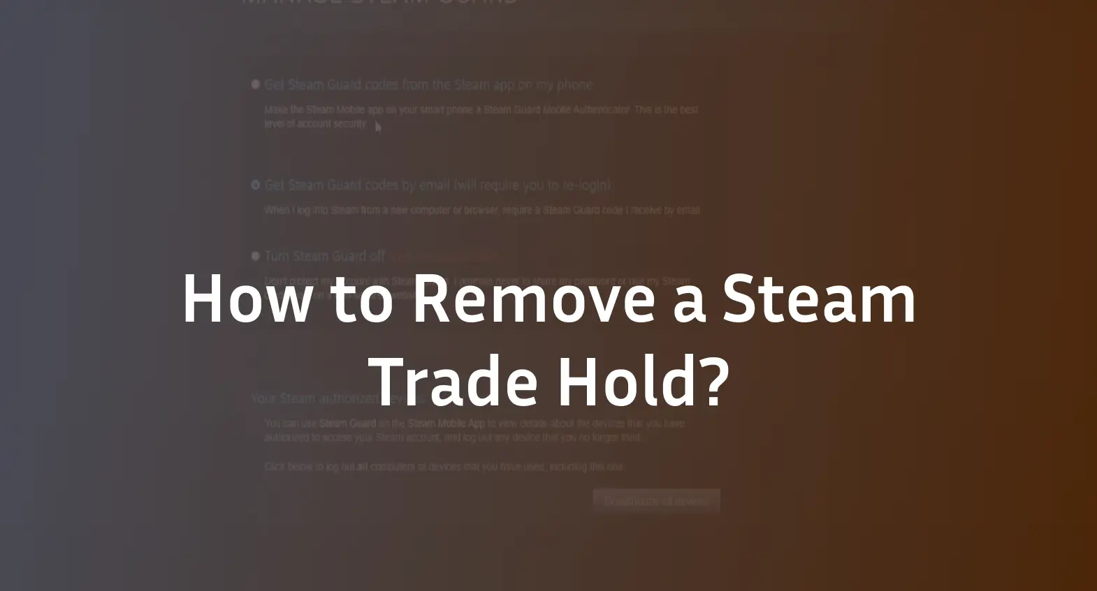 How to Remove a Steam Trade Hold?