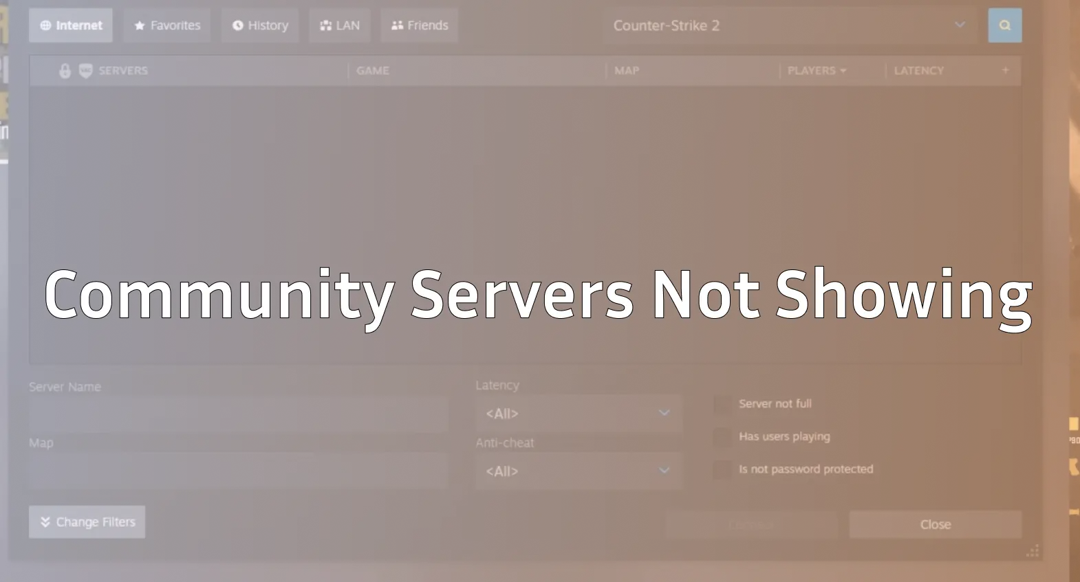 cs2 community servers not showing up
