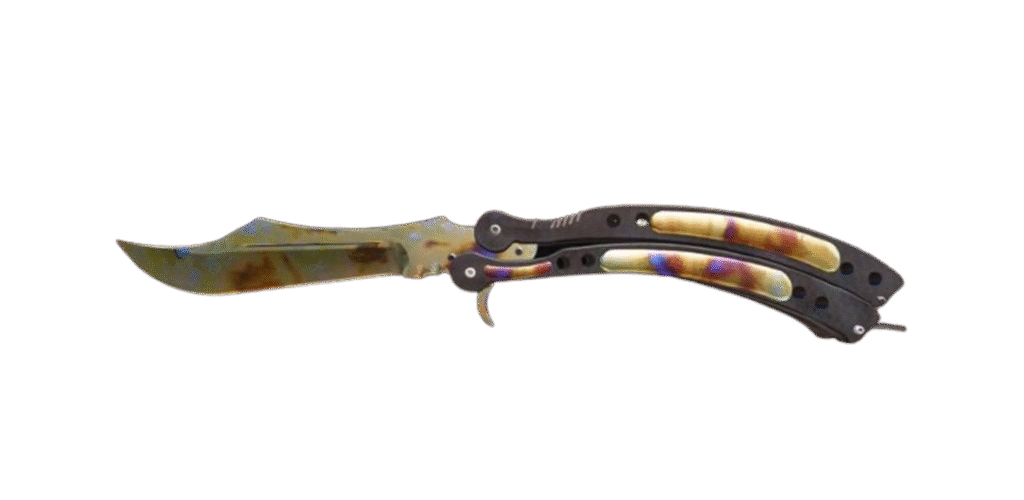 butterfly knife case hardened gold gem