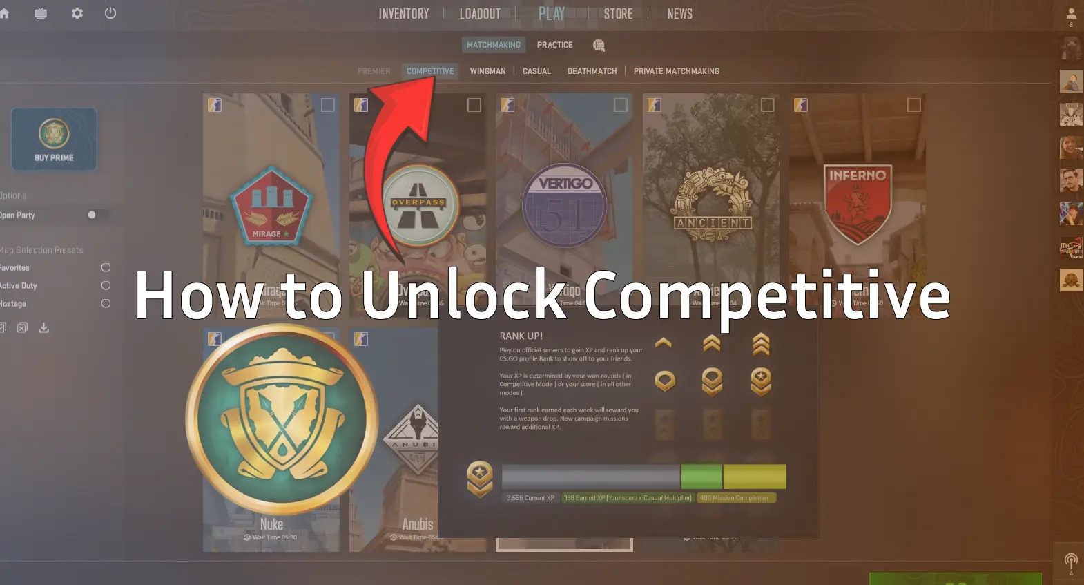 how to unlock competitive in cs2