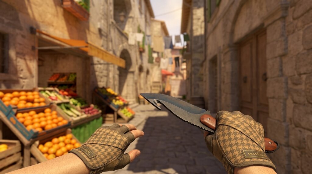 Blue Steel Gut Knife + Hand Wraps Desert Shamagh