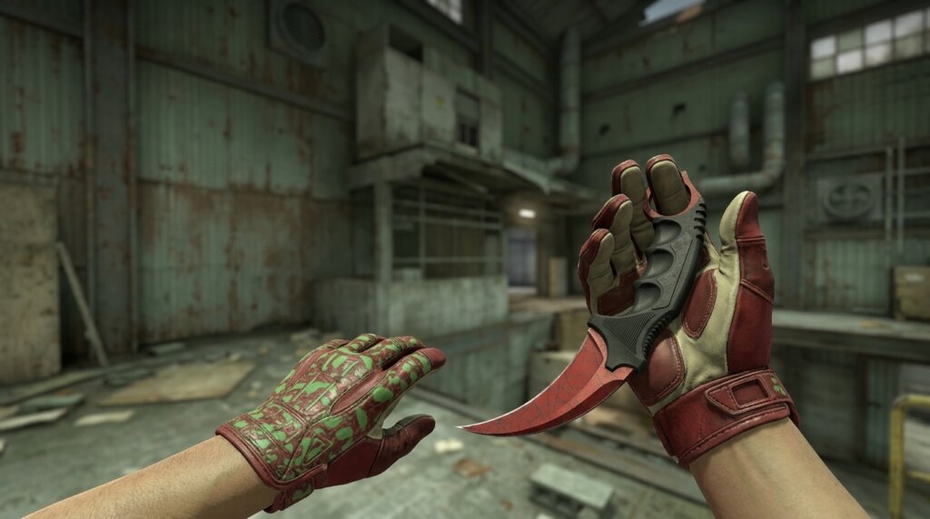 Crimson Web Karambit + Sport Gloves Bronze Morph