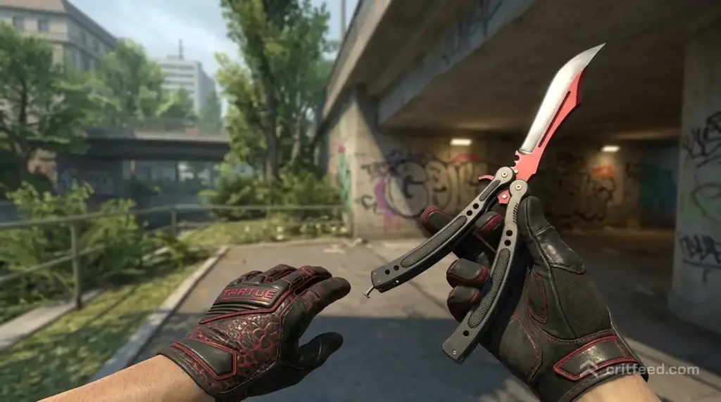 Nomad Knife  Crimson Web + Specialist Gloves  Crimson Web