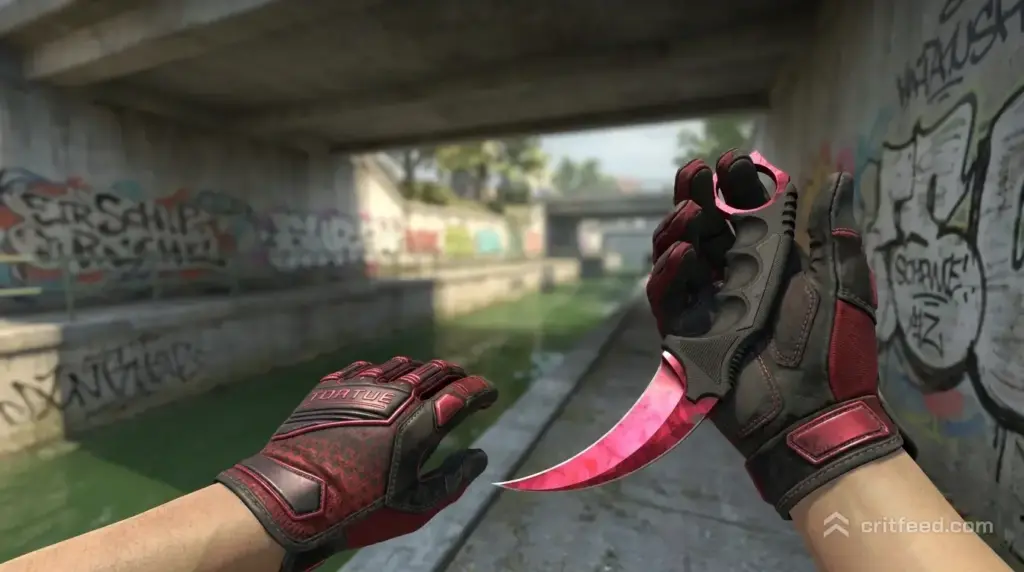 Karambit  Doppler (Ruby) + Specialist Gloves  Crimson Kimono