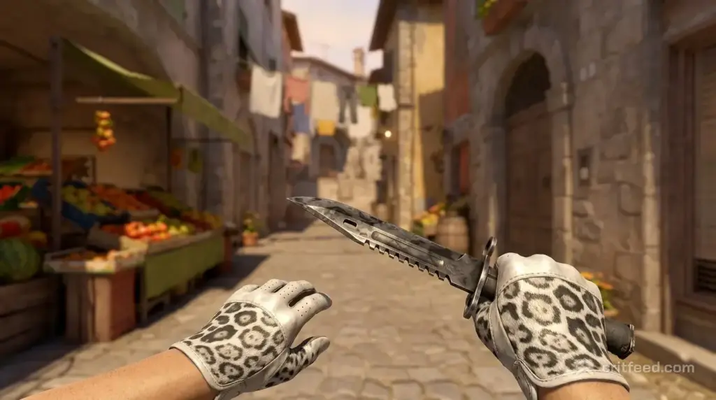 M9 Bayonet  Stained + Driver Gloves  Snow Leopard