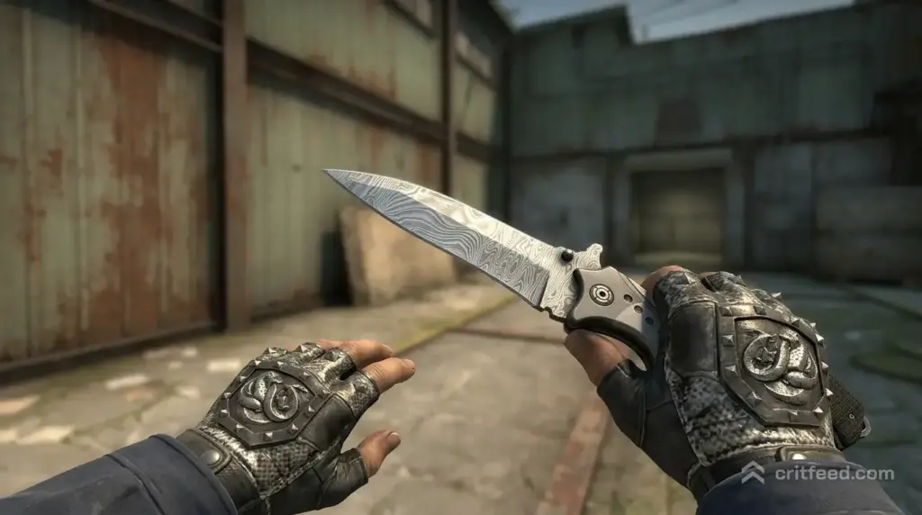 Nomad Knife  Damascus Steel + Broken Fang Gloves  Unhinged