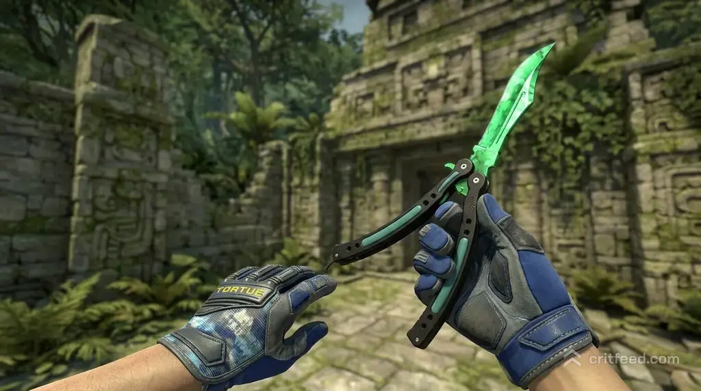Butterfly Knife  Gamma Doppler Emerald + Mogul Gloves